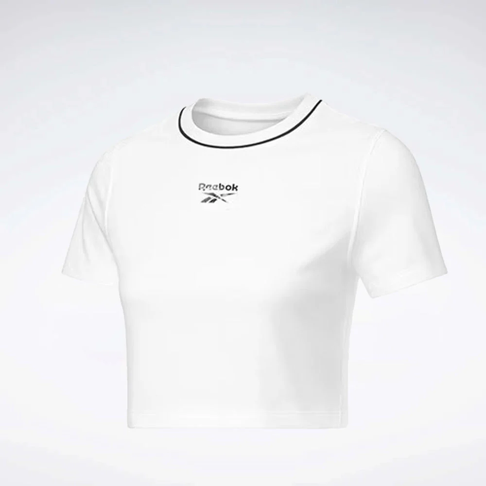 Two-Color Logo Crew Cropped Short Sleeve Women's Tee - Image 2